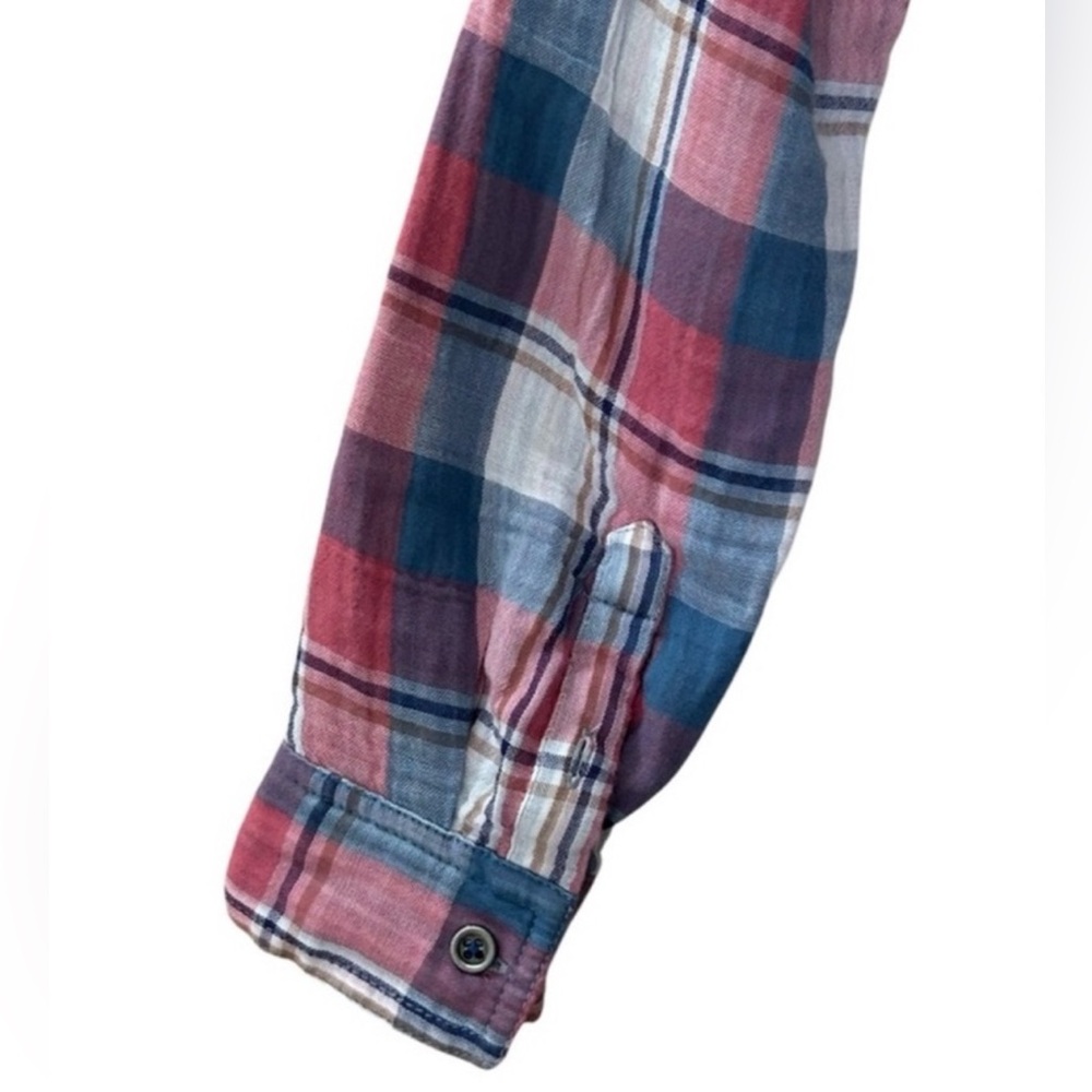 Anthropologie Holding Horses High Low Pink Blue Plaid Tunic Top Western Size 4 - Picture 11 of 16